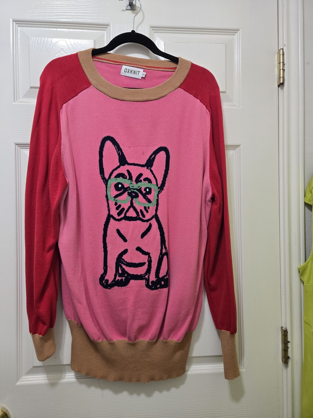 OXKNIT Pink & Red Dog-Graphic Crewneck Sweater